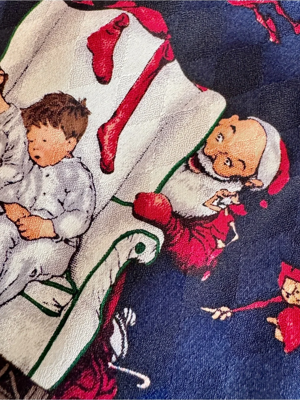 Vintage Norman Rockwell Christmas Silk Tie Santa Hallmark Holiday 57”